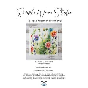 Wildflowers in Watercolor Counted Cross Stitch Pattern Chart